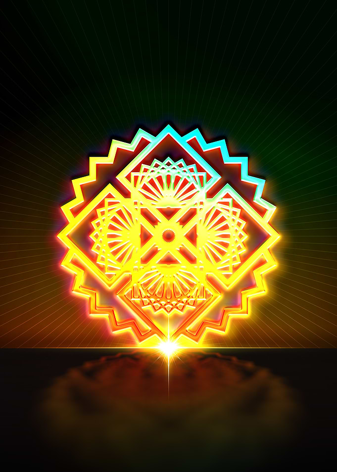 Neon Geometric Glyph Sign