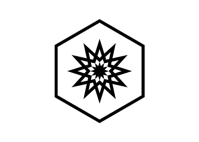 White Geometric Glyph Sign