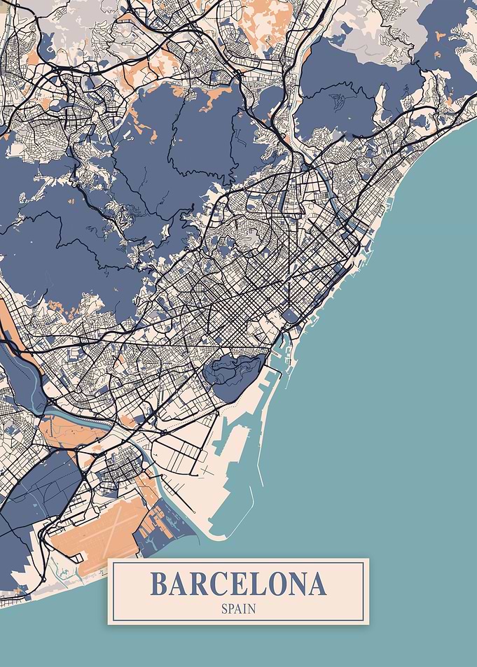 Barcelona City Map Spain