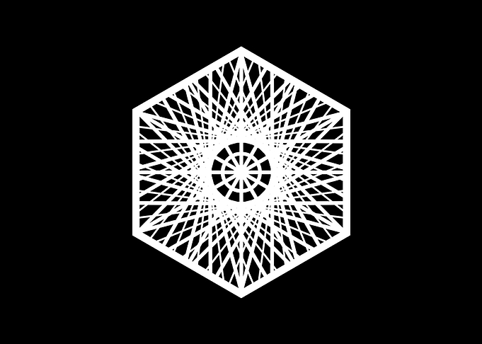 White Geometric Glyph Sign