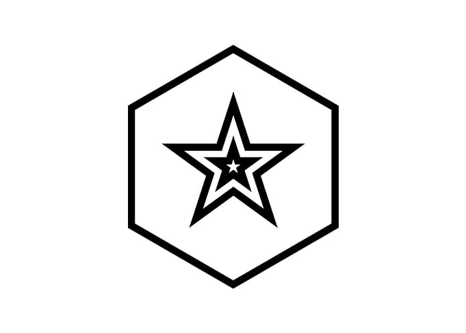 White Geometric Glyph Sign