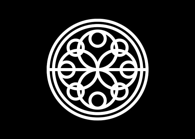 White Geometric Glyph Sign