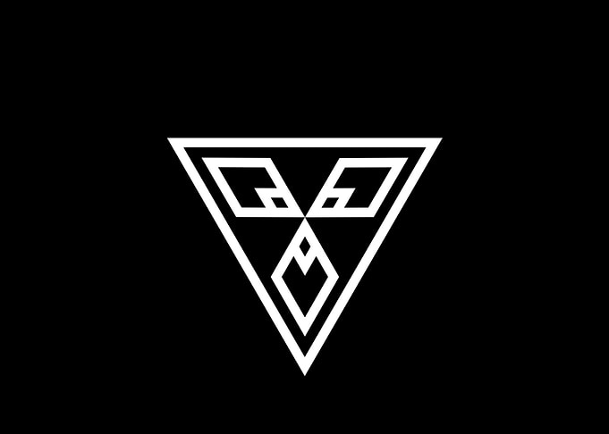 White Geometric Glyph Sign