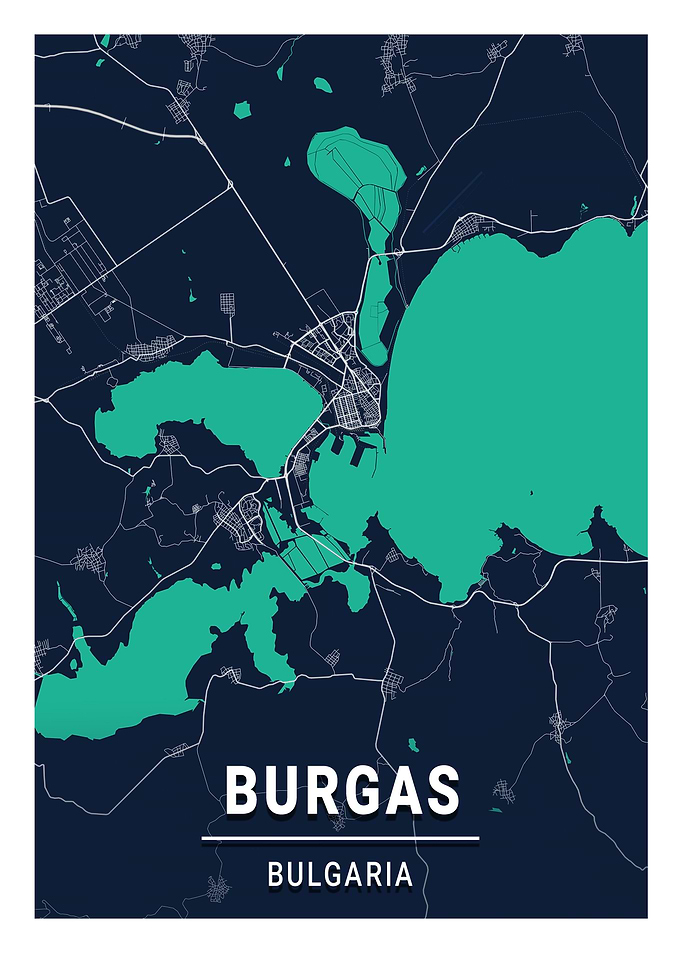 Burgas City Map Bulgaria