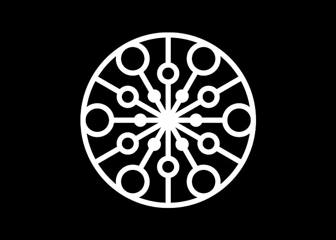 White Geometric Glyph Sign