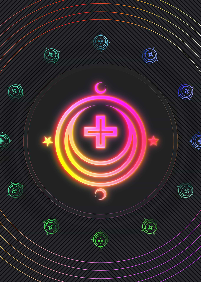 Neon Geometric Glyph Sign