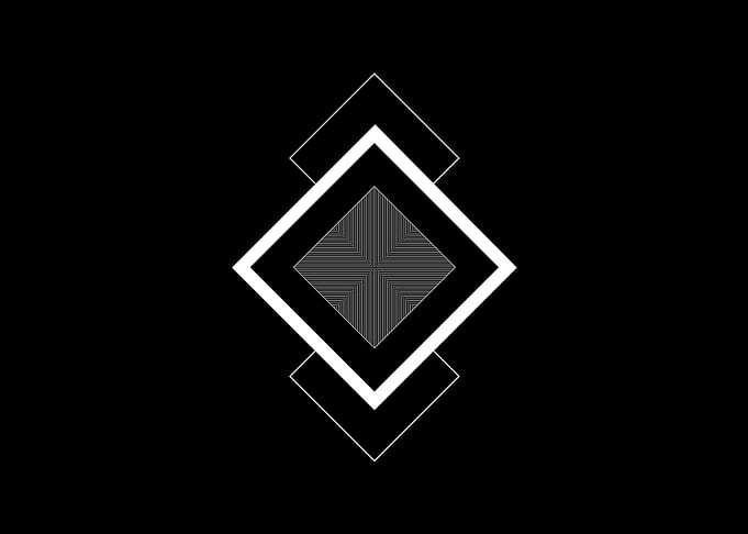 White Geometric Glyph Sign