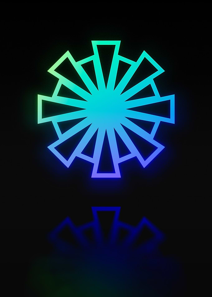 Neon Geometric Glyph Sign