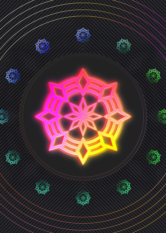 Neon Geometric Glyph Sign