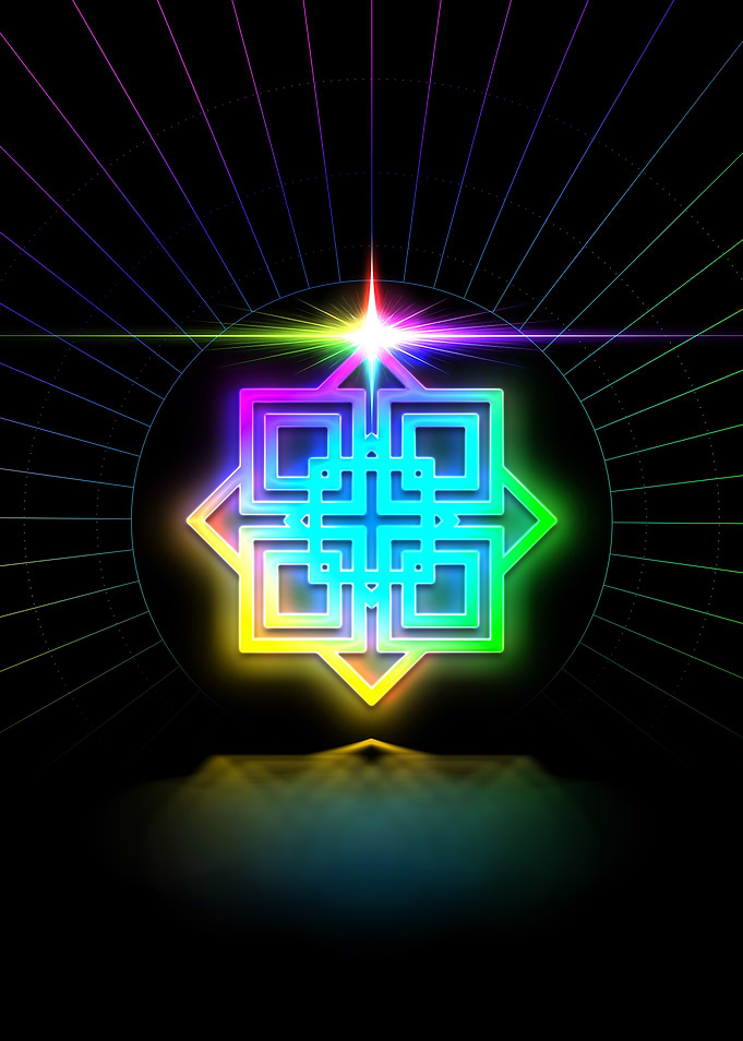 Neon Geometric Glyph Sign