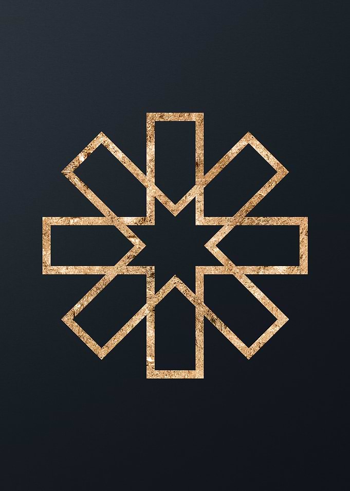 Gold Geometric Glyph Sign