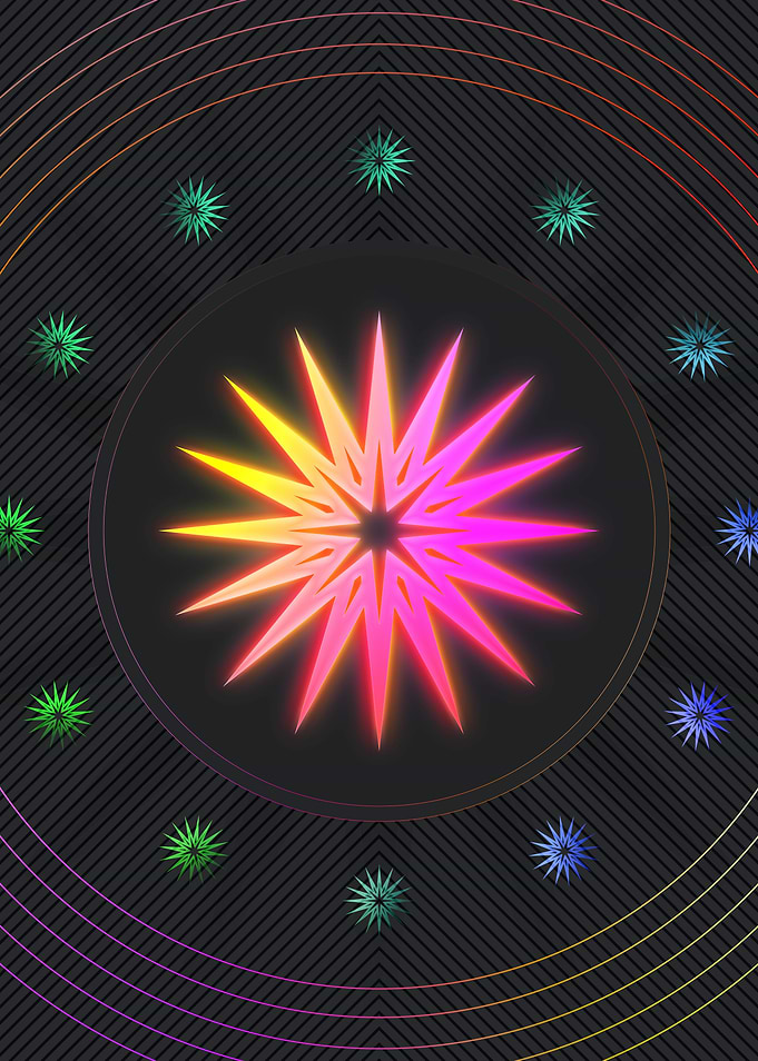 Neon Geometric Glyph Sign