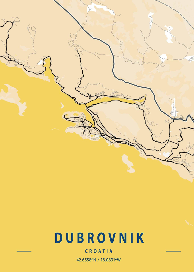 Dubrovnik City Map Croatia