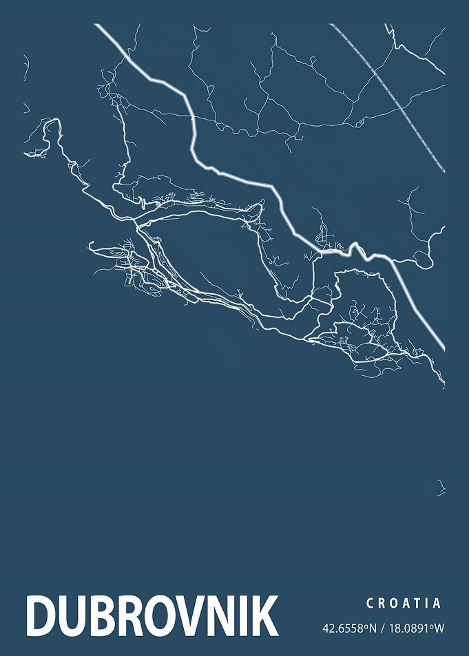 Dubrovnik City Map Croatia