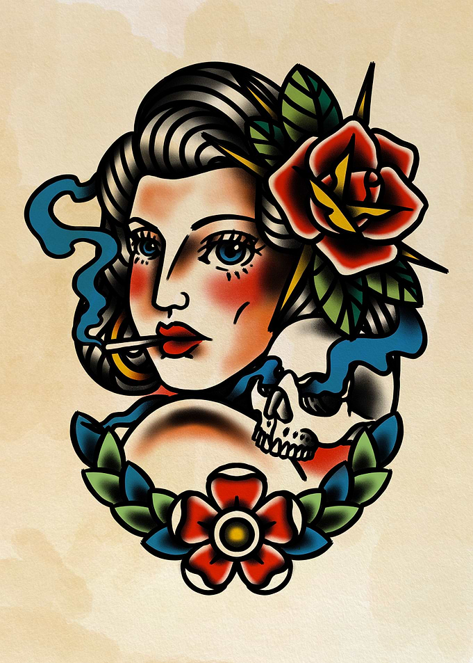 Girl Traditional Tattoo