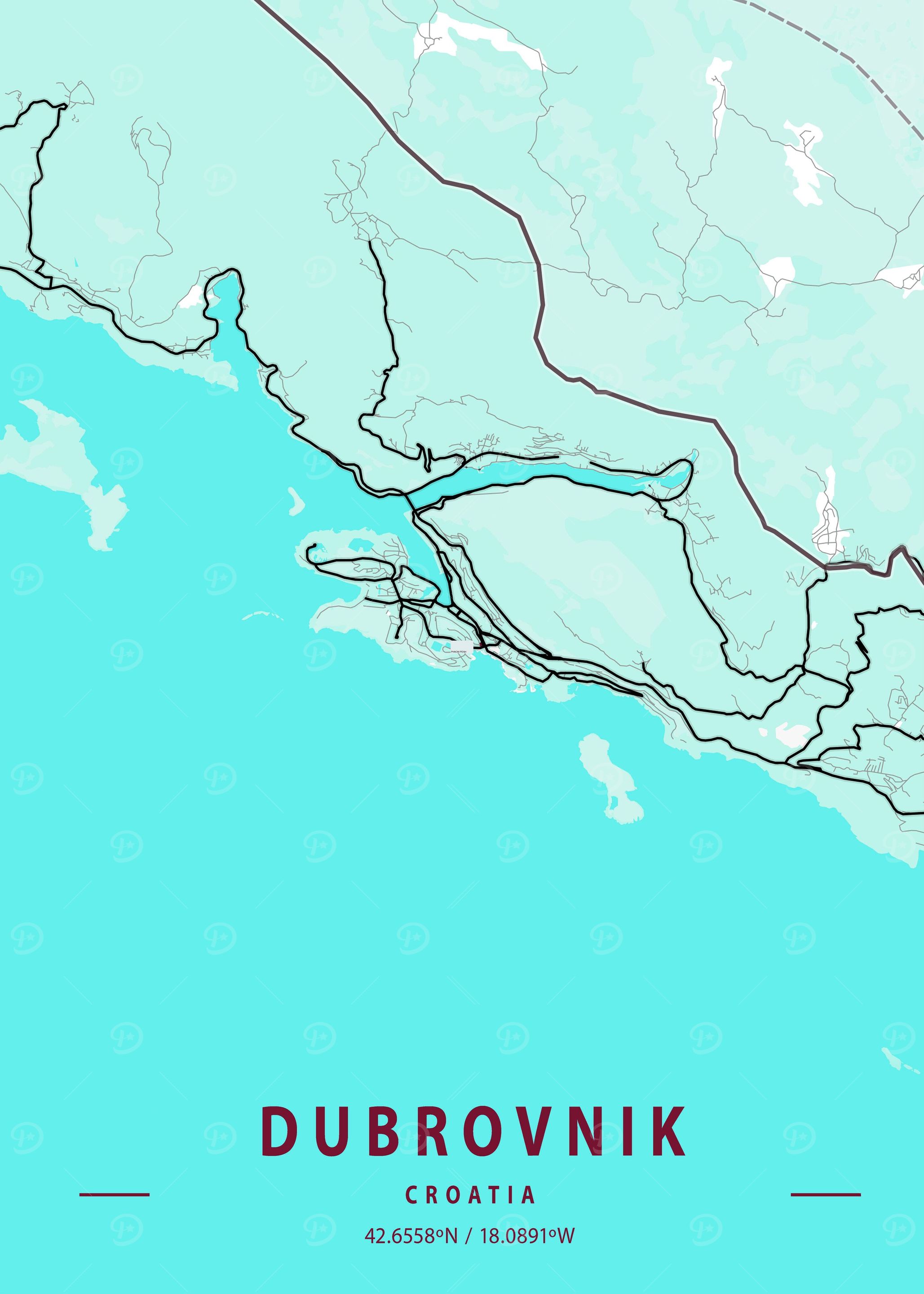 Dubrovnik City Map Croatia