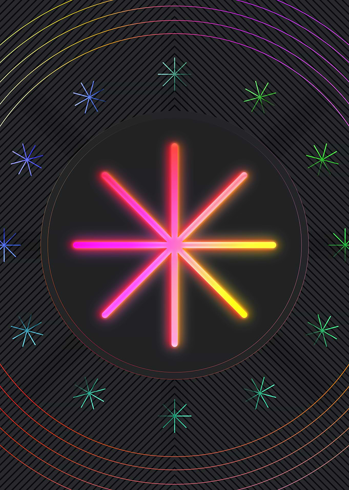 Neon Geometric Glyph Sign