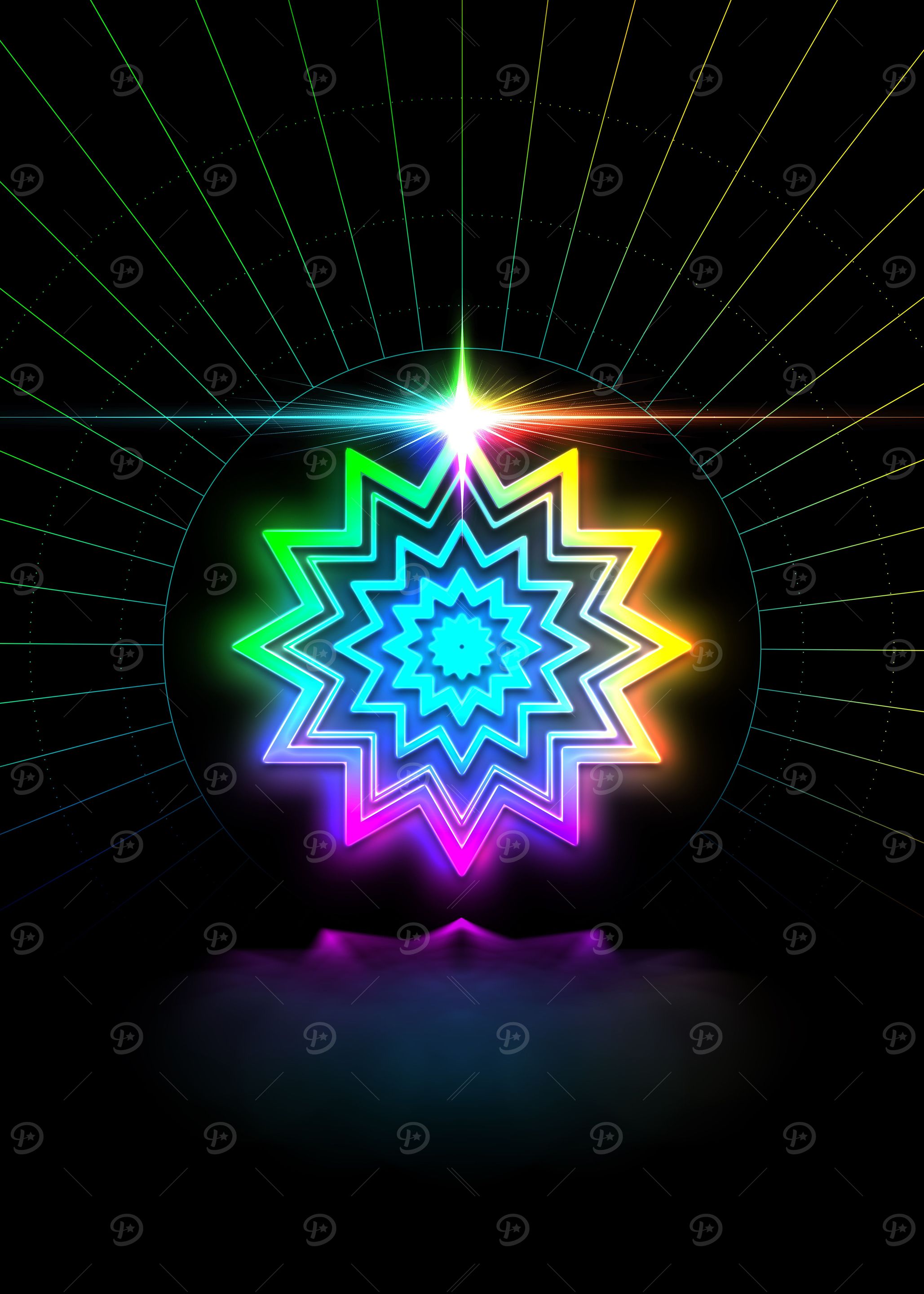 Neon Geometric Glyph Sign
