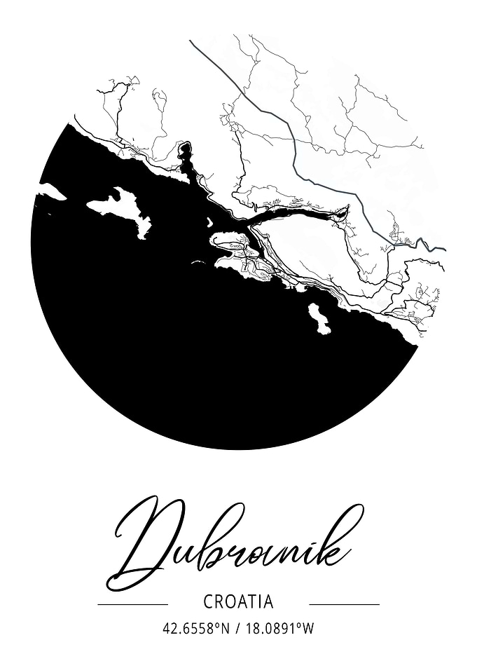 Dubrovnik City Map Croatia