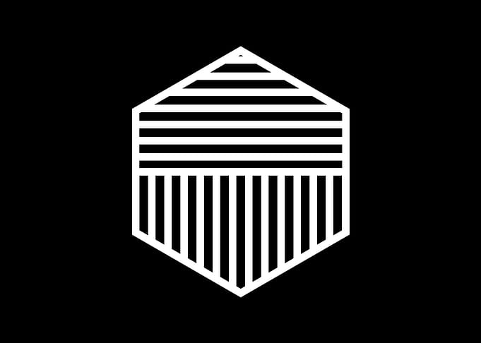 White Geometric Glyph Sign