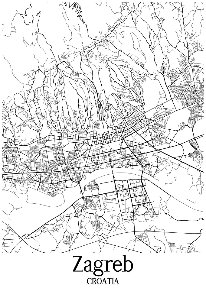 Zagreb City Map Croatia