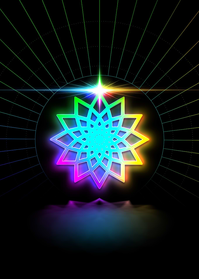 Neon Geometric Glyph Sign