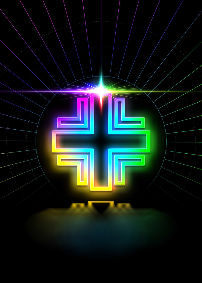 Neon Geometric Glyph Sign