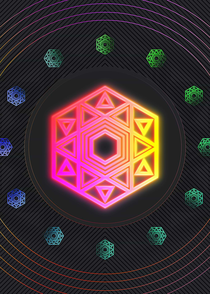 Neon Geometric Glyph Sign