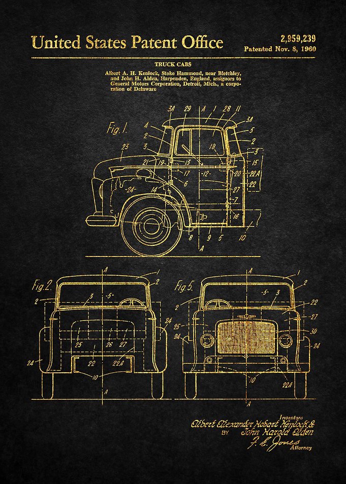 27 1960 Truck Cab Patent