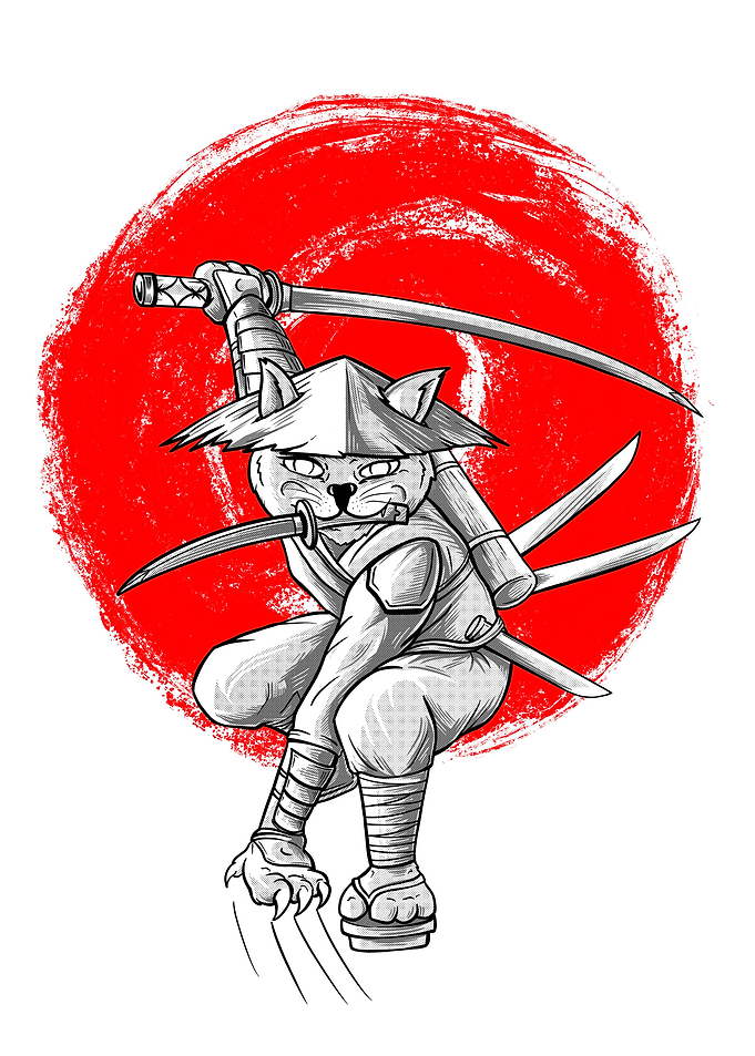 Samurai Cat Character