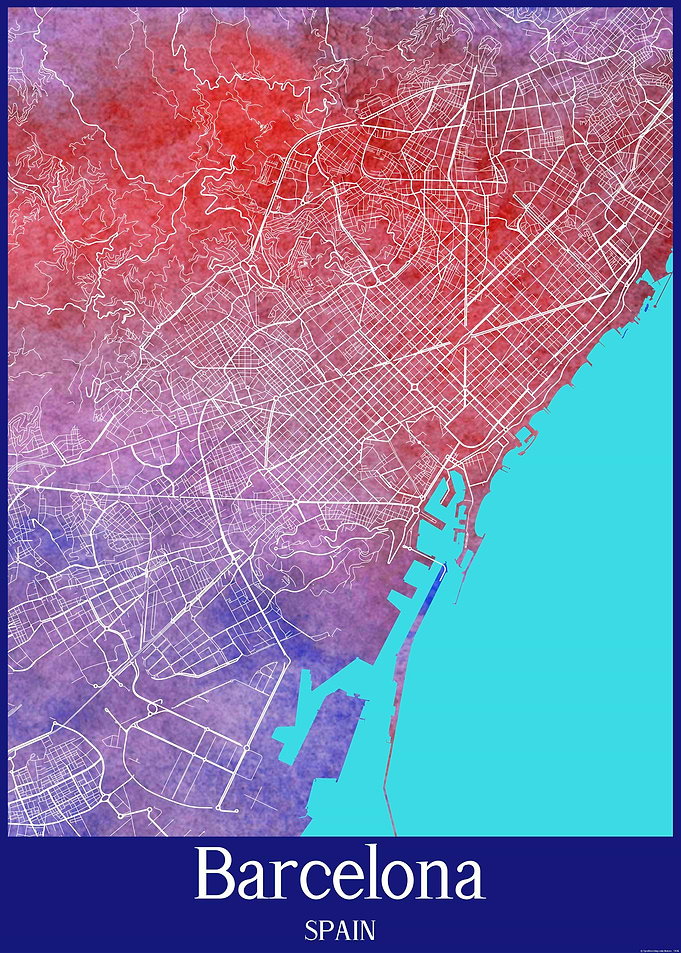 Barcelona City Map Spain
