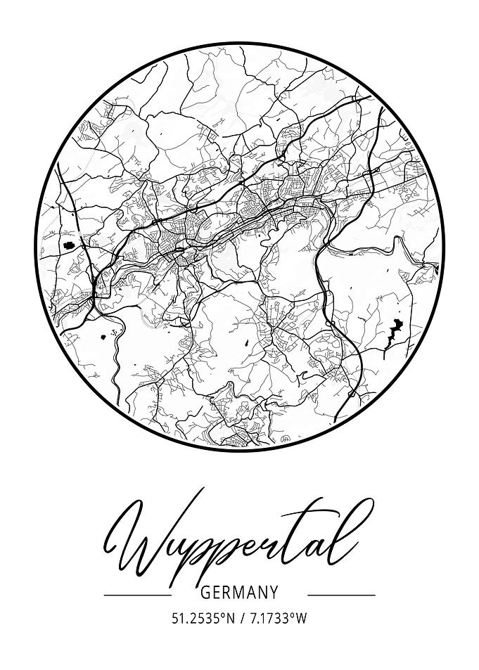Wuppertal City Map Germany