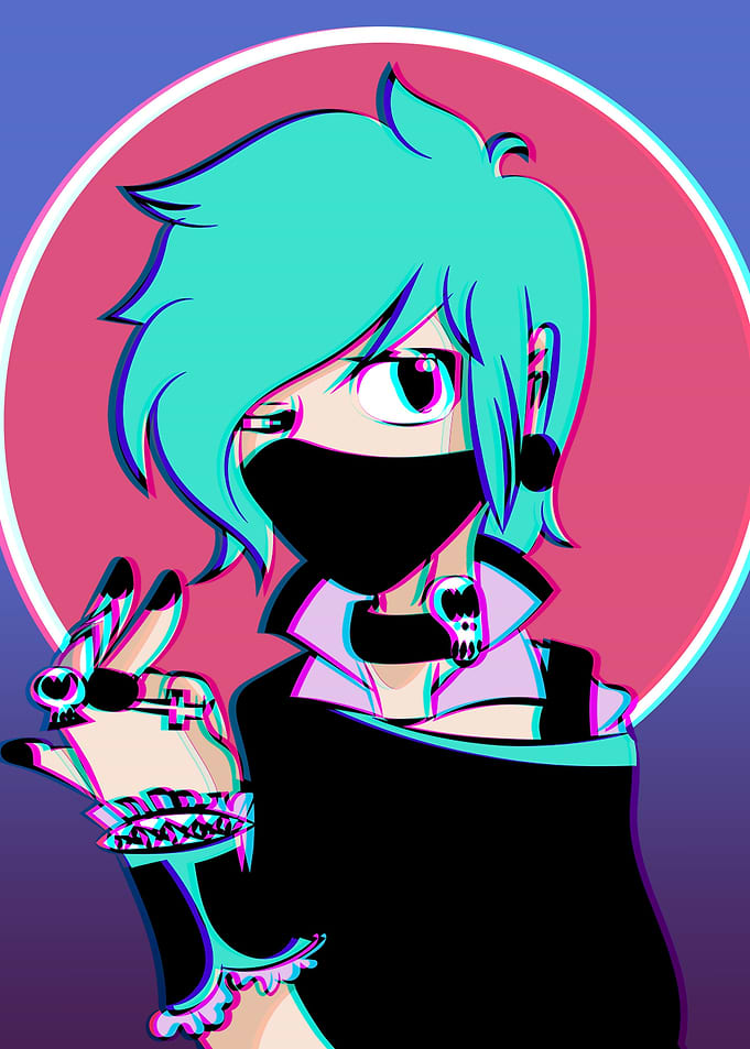 Goth Anime Girl Kanji Weeb