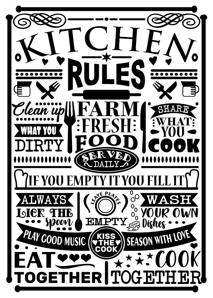 Kitchen Rules Black White