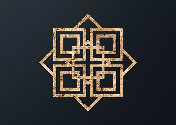 Gold Geometric Glyph Sign