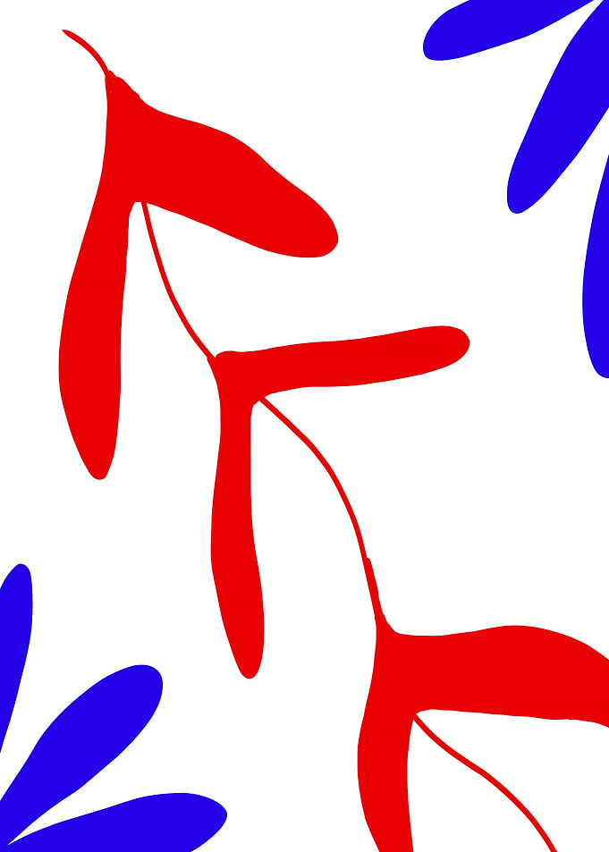 blue red leaves background