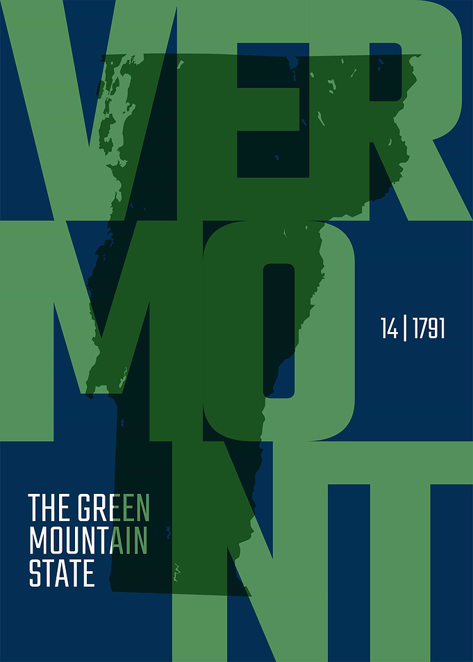 Vermont state of us map