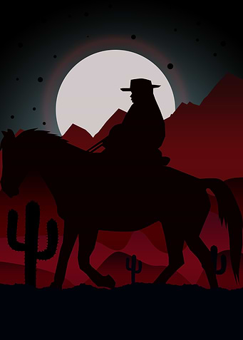 cowboy on night ride