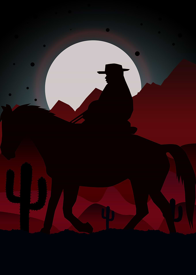 cowboy on night ride