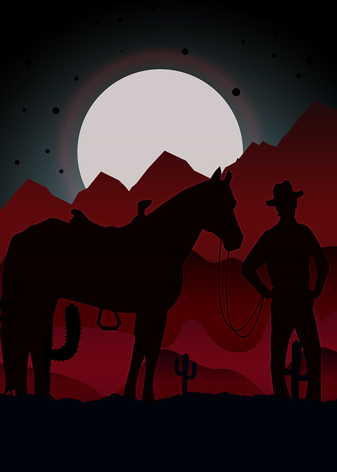 cowboy on night ride