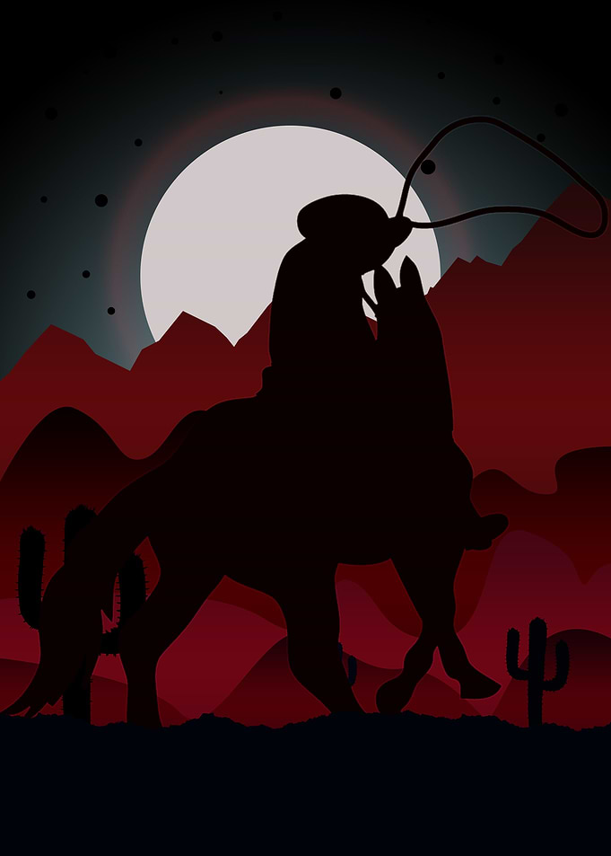 cowboy on night ride