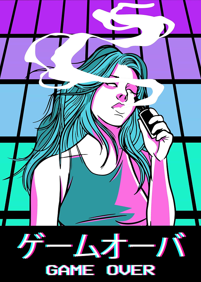 Waifu Anime Girl Smoking