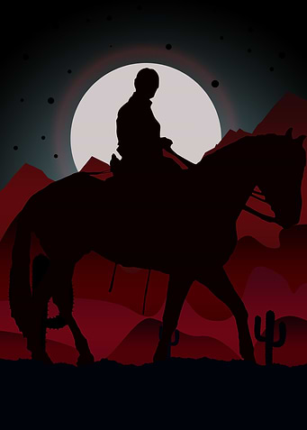 cowboy on night ride
