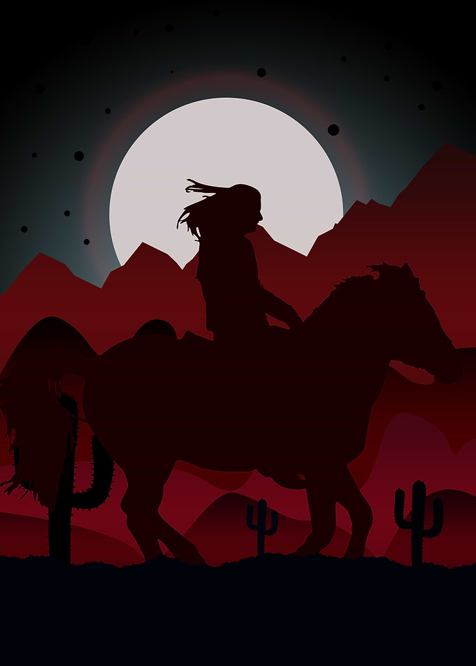 cowboy on night ride