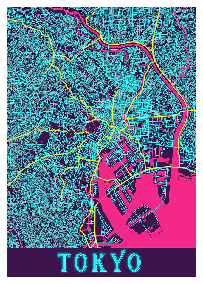 Tokyo City Map Japan neon