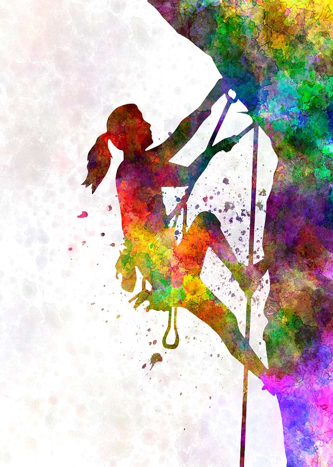 Climber in watercolor