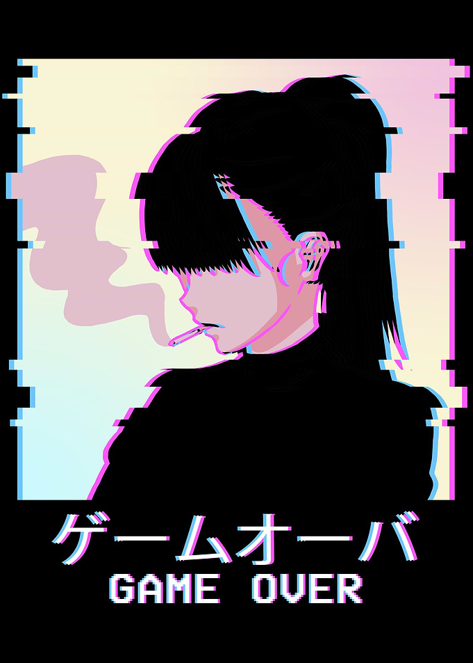 Waifu Anime Girl Smoking