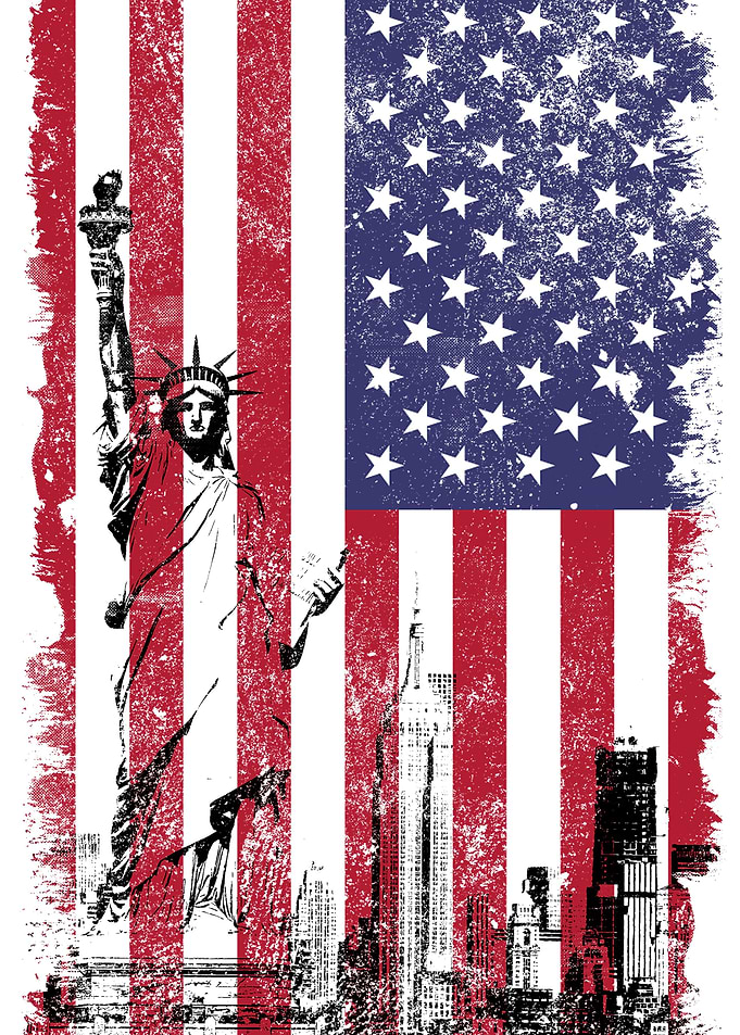 USA Flag Liberty Statue