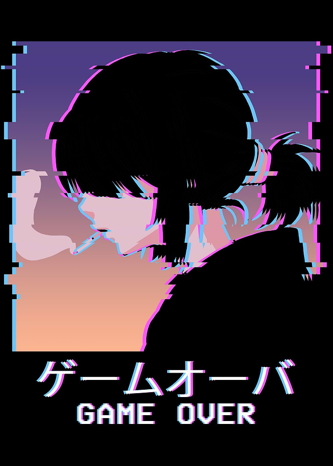 Waifu Anime Girl Smoking
