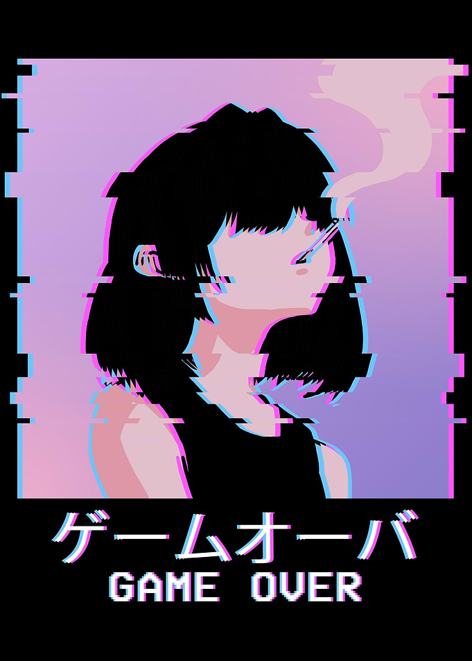 Waifu Anime Girl Smoking